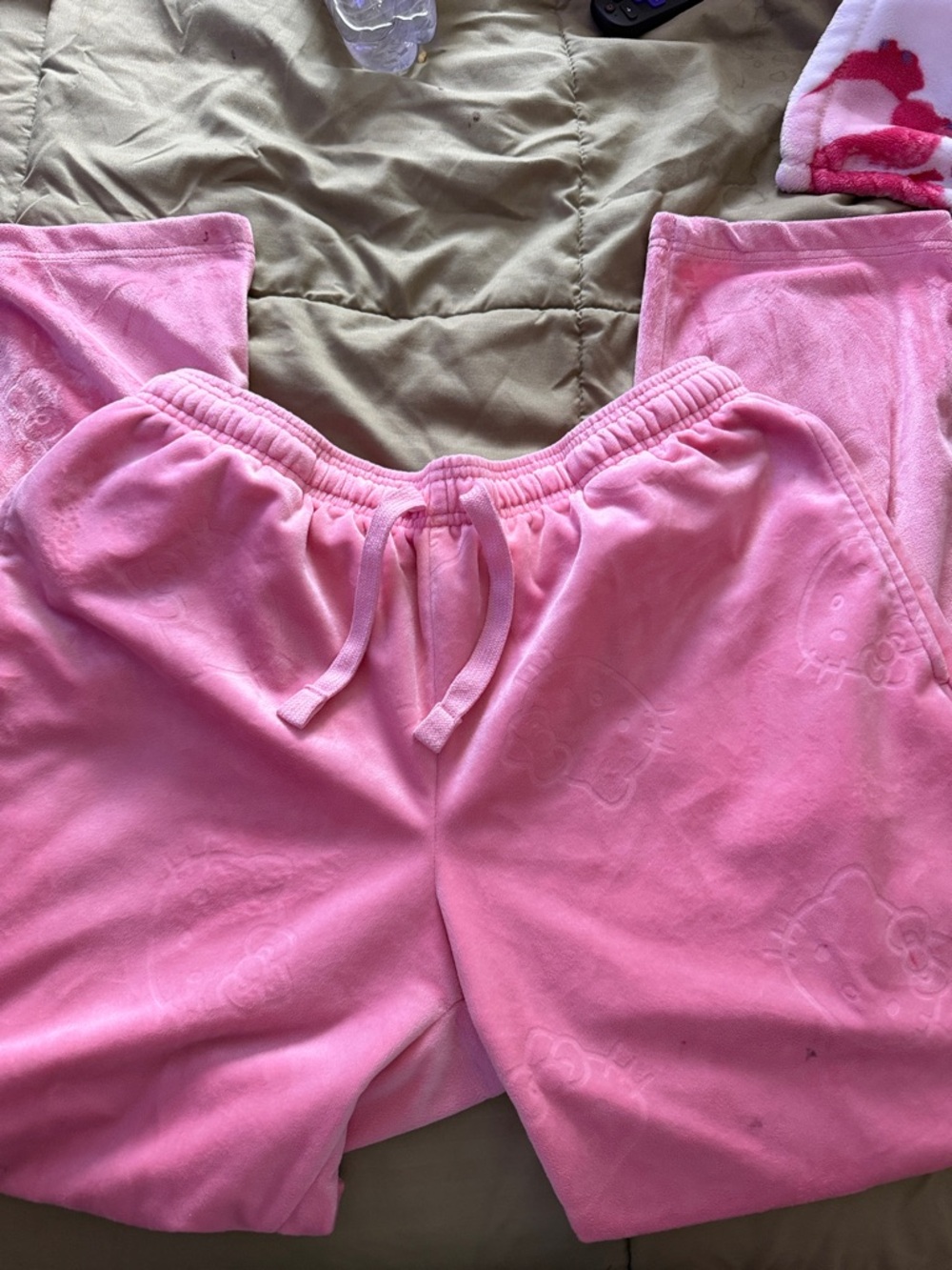 Pink Embossed Hello Kitty PJ pants